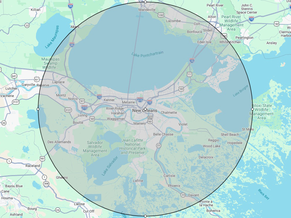 21st Century Home Inspections Service Area Map - Greater New Orleans Louisiana